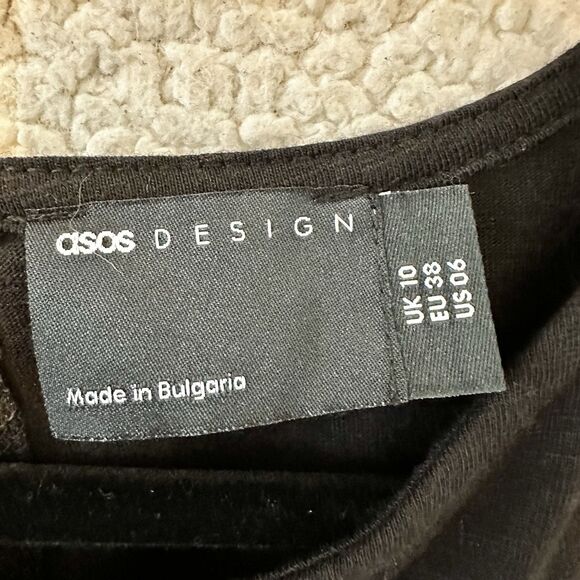 Asos Design Jumpsuit Womens Size‎ 10 Black Flowy Wide Leg Pants Keyhole Back - Picture 5 of 13